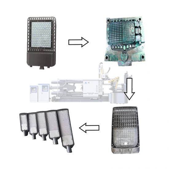 máquina de fundição sob pressão para lâmpada de rua led em liga de alumínio