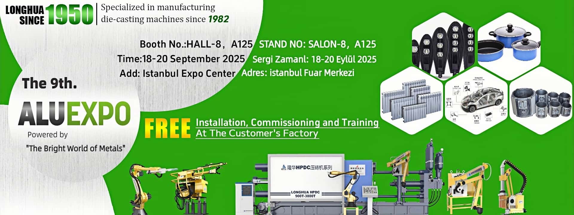 Na 9ª Feira Internacional de Alumínio da Turquia, a Longhua Die Casting Machines convida sinceramente os parceiros globais a se reunirem.